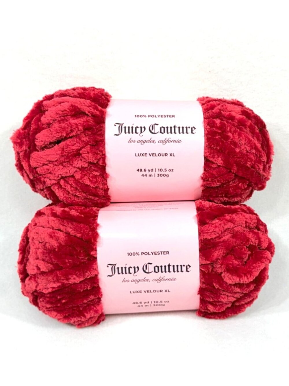Juicy Couture Luxe Velour XL Red Yarn Jumbo Polyester LOT OF 2 SKEINS NWT